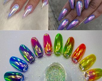 Opal Mermaid, Nail Art Chrome, Bright Summer Acrylic Nails, Neon Nail Designs, Chrome Nail Powder, Gel Nails At Home, Unicorn Nails, Summer Acrylic Nails, Rainbow Nails