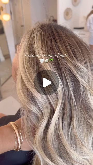 HAIR PAINTERS™ on Instagram: "Coconut cream blonde 🥥 by @_hairbypaula   Toned with @originalmineral clean color 10.0 & 10.13  Check out @simplyorganicofficial to get @originalmineral products to achieve blondes like this ✨njsalon #njhair #njbalayage #nycbalayage #modernsalon #americansalon #showmethebalayage #bestofbalayage #brooklynsalon #mastersofbalayage #balayagegoals #monmouthcountysalon #calistyle #beachwaves #balayageartist #balayageinspo #dailyhairinspo #njbalayagespecialist #hairinspo #hairgoals #BEHINDTHECHAIR #blondehair #blondebalayage #CORCREATOR  #ORIGINALMINERAL  #OANDM  #SIMPLYORGANICBEAUTY  #ORIGINALMINERALUSA" Toasted Coconut Hair Color Blonde, Coconut Cream Blonde Hair, Coconut Blonde Hair, Beachy Blonde Hair Balayage, Creamy Vanilla Blonde Hair Balayage, Blonde Balayage Beachy, Bright Beachy Blonde, Cream Blonde Hair, Beachy Blonde Hair