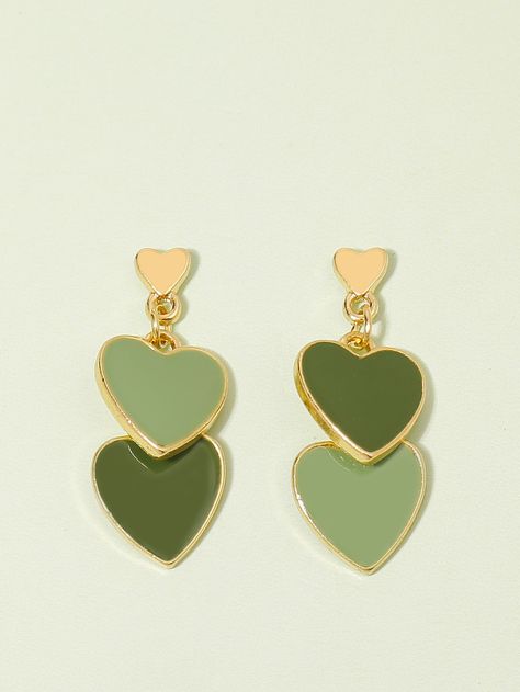 Green Accessories Aesthetic, Green Earrings Aesthetic, Aisha Aesthetic, Shein Earrings, Embellished Fashion, Retro Earrings, Quirky Earrings, Earrings Aesthetic, Green Accessories