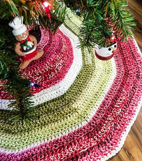 21 Best Free Crochet Christmas Tree Skirt Patterns - Yarnique Tree Skirt Pattern Crochet, Free Christmas Tree Skirt Crochet Patterns, Crocheted Christmas Tree Skirts, Crocheted Tree Skirt, Crochet Christmas Skirt Pattern Free, Tree Skirt Patterns Free, Tree Skirts Christmas Free Pattern, Crochet Christmas Tree Skirt Free, Crochet Tree Skirt Pattern Free