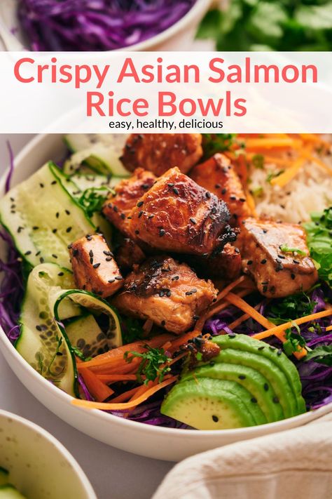 Thai Salmon Bowl, Salmon And Coleslaw, Asian Salmon Rice Bowl, Sesame Salmon Bowl, Korean Salmon Bowl, 30 Minute Salmon Bowl, Salmon Recipes Asian Rice Bowls, Salmon Bowl With Coconut Rice, Salmon Bowls Healthy Easy