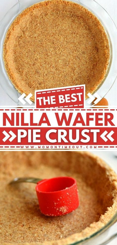 Nilla Wafer Crust No Bake, Nilla Wafer Pie Crust Recipe, Nilla Wafer Pie Crust, Homemade Nilla Wafers, Recipes Using Nilla Wafers, Vanilla Wafer Crust Recipe, Pie Crust No Butter, Vanilla Wafer Pie Crust Recipe, Nilla Wafer Desserts