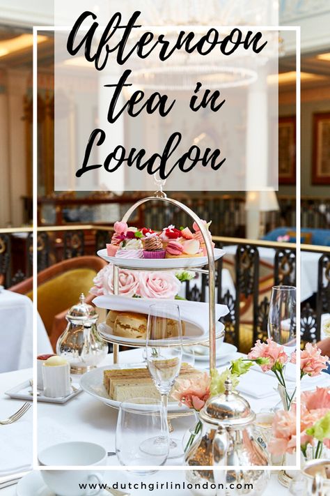 lovely display of afternoon tea on 3-tier stand with beautiful cakes on top on a table with flowers London High Tea, Afternoon Tea In London, Tea In London, Afternoon Tea London, Best Afternoon Tea, London With Kids, London Tea, London Itinerary, Clotted Cream