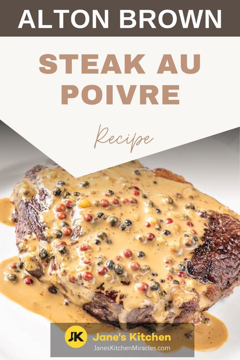 Steak au Poivre on a serving plate Cognac Cream Sauce, Au Poivre Sauce, Baked Lobster Tails, Fancy Plates, Mignon Steak, Meat Sweats, Leftover Steak, Brown Recipe, Classic French Dishes