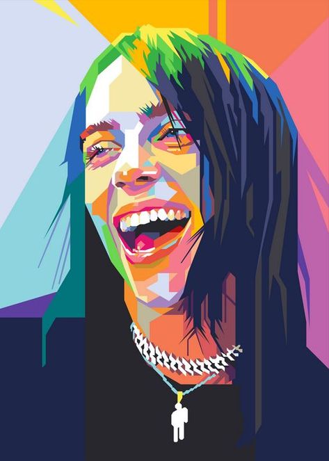 Billie Eilish WPAP - Laksana Ardie Illustration Pop Art, Portraits Pop Art, Wpap Art, Pop Art Portraits, Pop Art Posters, Pop Art Painting, Vector Portrait, Anya Taylor Joy, Portrait Illustration