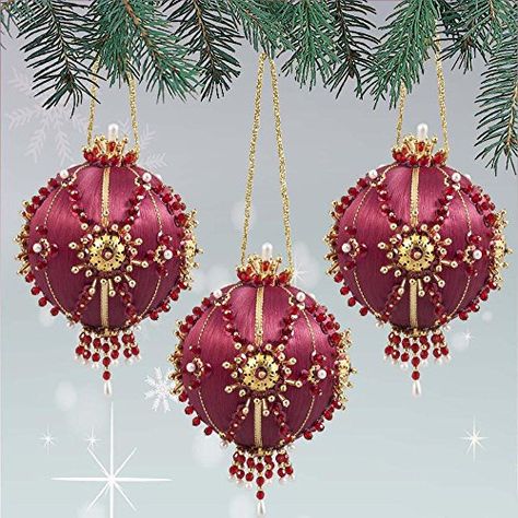 Sunrise Craft & Hobby Crimson Rush Ornament Kit Sunrise Craft & Hobby Traditional Christmas Ornaments, Sequin Ornaments, Sparkly Christmas, Christmas Cover, Christmas Embroidery Designs, Beaded Christmas Ornaments, Christmas Bead, Ornament Kit, Christmas Ornament Crafts