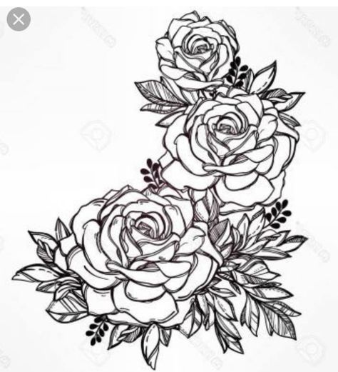 Flower Drawing Tumblr, Rose Tattoo On Hip, Hip Tattoo Designs, Bunch Of Roses, Flower Line Drawings, Small Flower Tattoos, Neck Tattoo For Guys, Flower Outline, Detailed Coloring Pages