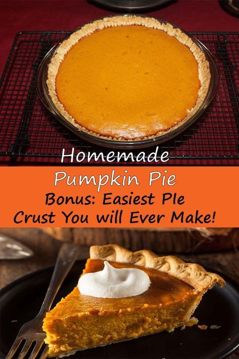 Homemade pumpkin pie - with the easiest homemade crust that you will ever make! #pumpkinpie #piecrust #pumpkin #recipe #pie #holiday #thanksgiving #christmas #oldworldgardenfarms Pumpkin Pie Filling Recipe Easy, Best Homemade Pumpkin Pie, Pumpkin Cream Pie Recipe, Homemade Pumpkin Pie Recipe, Healthy Pumpkin Pie Recipe, Classic Pumpkin Pie Recipe, Classic Pumpkin Pie, Pumpkin Pie Recipe Easy, Homemade Crust