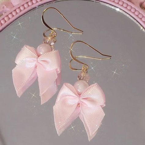 Mint Bracelet, Earrings Kawaii, Kawaii Earrings, Jewelry Cute, Kawaii Jewelry, Pink Girly Things, Girly Accessories, Pink Jewelry, Bow Earrings