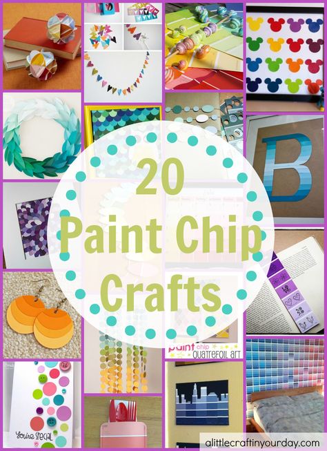 20 Paint Chip Crafts - A Little Craft In Your Day Paint Swatch Crafts, Paint Sample Crafts, Paint Chips Diy, Paint Samples Crafts, Paint Chip Cards, Paint Sample Cards, Chip Ideas, Paint Chip Crafts, Paint Chip Art