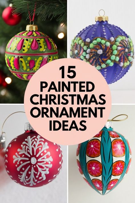 Discover 15 unique painted Christmas ornament ideas to add a personal touch to your holiday decor. Whether you prefer classic designs or modern styles, there is something for everyone in this collection. Get inspired to create beautiful ornaments that will make your tree sparkle and shine this festive season. From festive patterns to elegant motifs, the possibilities are endless when it comes to decorating with paint. Painting Inside Ornaments, How To Paint Wooden Christmas Ornaments, Painting Acrylic Ornaments, Decorate Christmas Balls, Christmas Bulbs Ornaments Diy Paint, Diy Painted Glass Ornaments, Hand Painted Ornament Ideas, Painting Ornaments Ideas, Bauble Painting Ideas