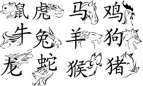 Chinese Zodiac Tattoo, Symbol Tattoos With Meaning, Tattoo Son, Filipino Tattoos, Chinese Calendar, Chinese Tattoo, Zodiac Sign Tattoos, Chinese Astrology, Zodiac Tattoos