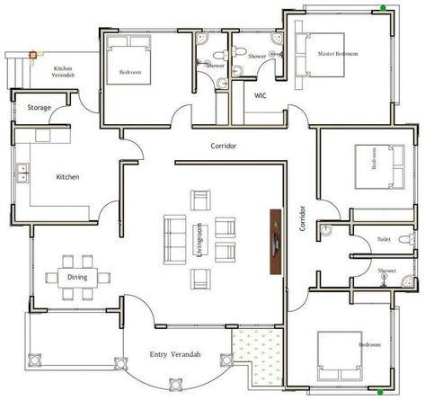 Floor plans in 2022 | Bungalow house floor plans, Modern house floor plans, Building plans house 3 Bedroom Home Floor Plans, Bungalow House Floor Plans, Four Bedroom House Plans, 2bhk House Plan, Bungalow Style House, Three Bedroom House Plan, Plan Villa, Luxury Plan, Modern House Floor Plans