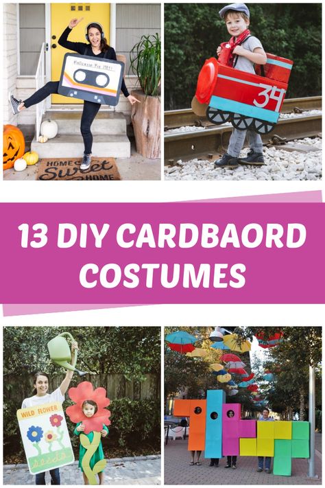 13 DIY Cardboard Costumes - C.R.A.F.T. Diy Cardboard Costumes, Cardboard Box Costume, Cardboard Costumes, Inexpensive Halloween Costumes, Boxing Halloween Costume, Original Halloween Costumes, Foam Costume, Cardboard Costume, Book Costumes