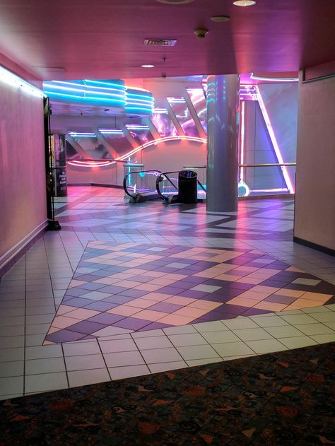 Snapped this at my local mall movie theater San Junipero, Dead Malls, New Retro Wave, Dreamcore Weirdcore, 80s Aesthetic, Vaporwave Aesthetic, Neon Aesthetic, Weird Dreams, 90s Aesthetic