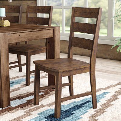 Mistana Maci Solid Wood Dining Chair (Set of 2) Wood Kitchen Chair, Dining Chairs Diy, Rustic Dining Chairs, Wood Dining Room Table, Dream Patio, Color Madera, Coffee Stands, Oak Chair, Patio Chair Cushions