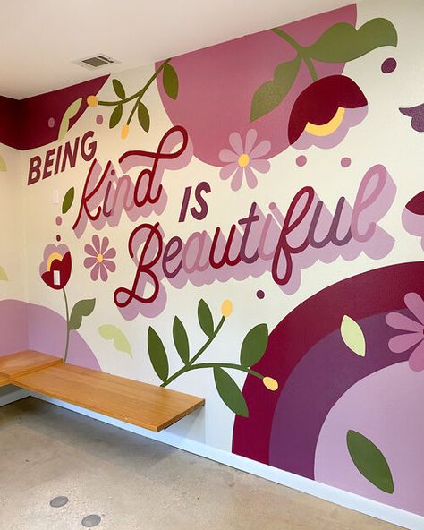 mural quote — steffi lynn Steffi Lynn, Beauty Office, Bathroom Mural, Bird Paintings On Canvas, Office Mural, Mural Art Design, Office Wall Design, Easy Bird, Selfie Wall