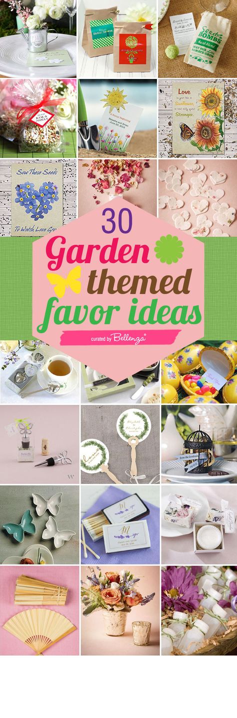 30 Garden-inspired Favor Ideas: http://www.bellenza.com/wedding-ideas/packaging-ideas/30-garden-inspired-favor-ideas-summer-weddings.html #gardenweddingfavors Garden Club Party Favors, Garden Theme Wedding Favors, Wedding Favor Sayings, Garden Party Favors, Easy Party Favor, Summer Party Favors, Summer Favors, Garden Wedding Favors, Garden Party Theme