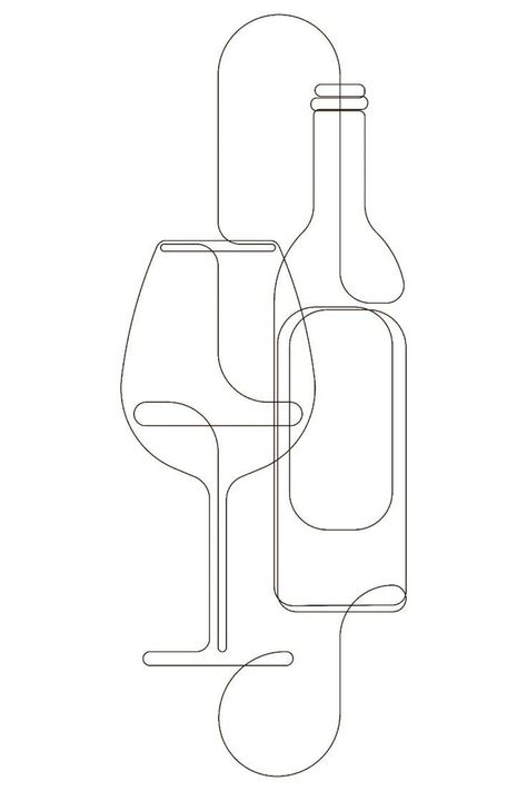 Single Line Sketch, Wine Drawing Sketches, Wine Art Drawing, Fine Line Art Drawings, Minimal Art Drawing, Wine Tattoo Ideas, One Line Art Drawings, Line Art Inspiration, Wine Line Art