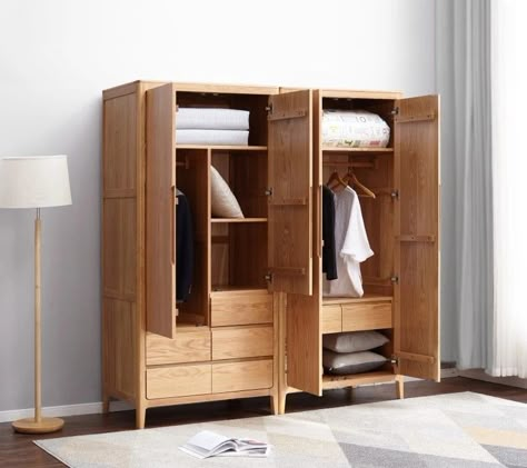 Wardrobe Modern Design, Standalone Wardrobe, Solid Oak Beds, Standing Closet, Single Wardrobe, Oak Bed Frame, Interior Simple, Japandi Interiors, Free Standing Closet