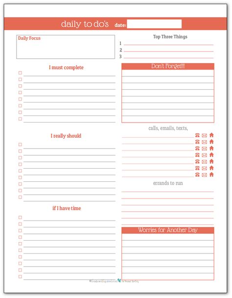 To Do Planner, Daily To Do List, List Planner, Daily Planner Pages, Work Planner, Organization Printables, Planner Printables Free, Planner Printables, Daily Planner Printable