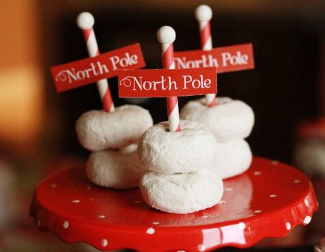 Photo 1 of 24: North Pole Party / Christmas/Holiday "Holly Jolly Christmas" | Catch My Party Polar Express Christmas Party, North Pole Party, Christmas Party Treats, North Pole Breakfast, Polar Express Party, Adult Christmas Party, Christmas Donuts, Wonderland Christmas, Christmas Shower