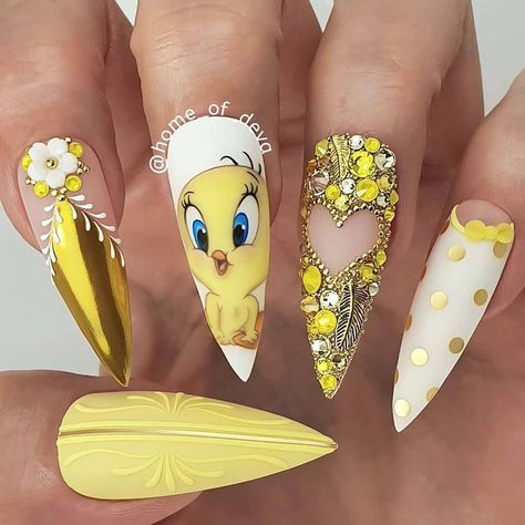 Cartoon Nail Designs, Disney Acrylic Nails, Nail Art Disney, Cute Acrylic Nail Designs, Disney Nails, Summer Acrylic Nails, Fire Nails, Coffin Nails Designs, Cute Nail Designs