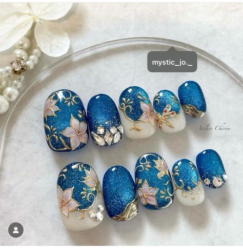 Porcelain Nails Design, Japanese Nail Art Elegant, Pressons Nails, Ig Nails, Nail Art For Girls, Diy Nails Stickers, Diamond Nail Art, Hard Gel Nails, Makeup Nails Designs