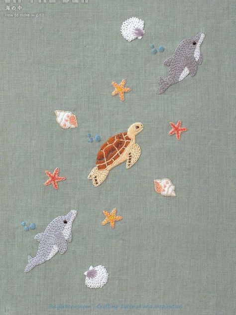 Sea Animals Embroidery, Embroidery Animals Easy, Experimental Embroidery, Apron Embroidery, Pants Embroidery, Kipling Backpack, Simple Hand Embroidery Patterns, Pola Sulam, Baby Embroidery