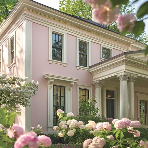 Dusty Rose Outdoor House Colors Offer Vintage Charm • 333+ Inspiring Lifestyle Ideas Painted Lady House Color Schemes, Pink House Color Palette, Painted Houses Exterior Colors, Pink Houses Exterior, French Quarter Homes, Vintage House Exterior, Outdoor House Colors, Pink House Exterior, Blush House