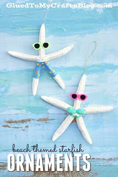 Beach Themed Starfish Ornaments - Christmas Gift Idea Starfish Crafts, Starfish Ornaments, Starfish Craft, Scuba Vbs, Beach Theme Party, Discovery Zone, Seashell Christmas Ornaments, Beach Christmas Decorations, Library Crafts