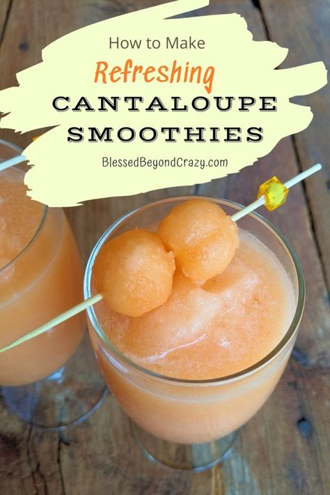 Cantaloupe Smoothies are my most recent obsession. In addition to being delicious, cantaloupe smoothies are naturally free from gluten and dairy. #cantaloupe #melon #smoothies #recipes #glutenfree #dairyfree #blessedbeyondcrazy Cantelope Melon Recipes, Melon Diet, Cantaloupe Drink, Pineapple Party Punch, Cantaloupe Smoothie, Dinner Smoothie, Fresh Juice Recipes, Cantaloupe Recipes, Melon Smoothie