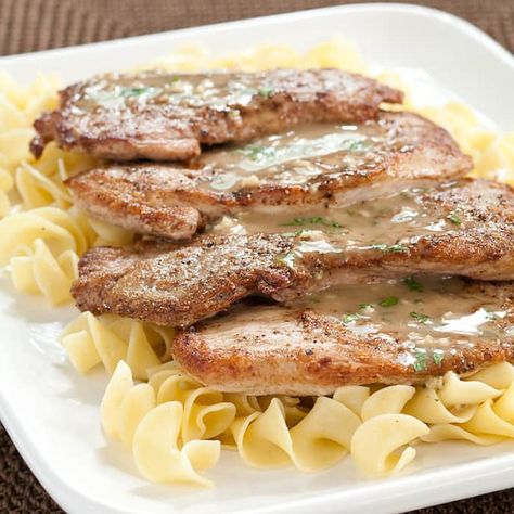 Pork Scaloppini | Cook's Country Pork Scallopini Recipes, Scallopini Recipes, Pork Scallopini, Dinner Pork, Recipes Fruit, Chuck Steak, America's Test Kitchen Recipes, Low Gi, Pork Cutlets