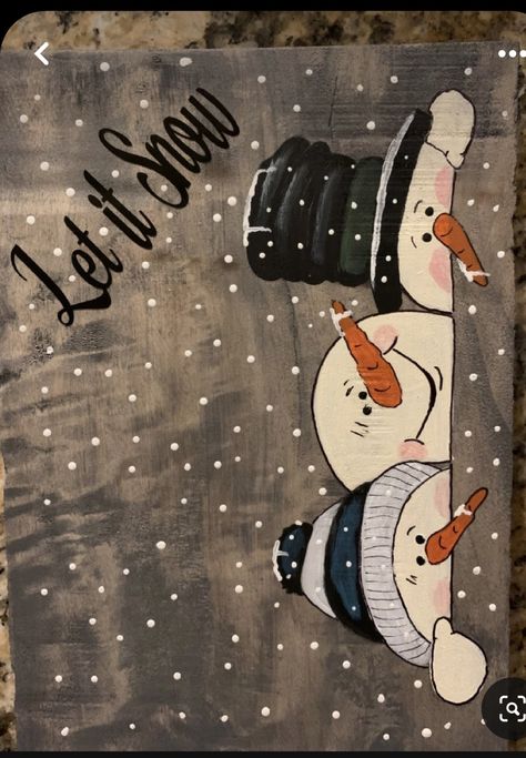 Snowman Christmas Painting, Christmas Signs Canvas, Snowman Paintings Easy, Wood Board Painting Ideas Christmas, Christmas Slate Painting, Christmas Painting Ideas On Wood, Santa Faces To Paint Simple, Easy Christmas Paintings On Wood, How To Paint Christmas Canvas