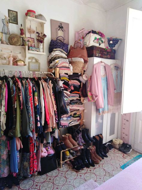 Maximalist Closet, Apartment Therapy Small Spaces, Girl Apartment Decor, Room Organization Bedroom, Closet Room, Clothes And Shoes, Dream House Rooms, Redecorate Bedroom, Room Closet