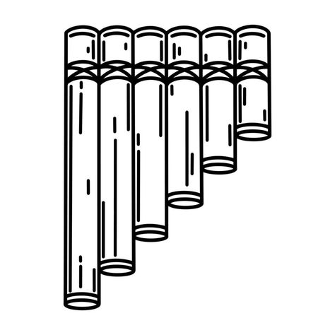 Pan flute vector icon. Hand drawn wooden musical instrument. Multi-barrel pipe isolated on white background. Traditional equipment for classical melodies, folk, concerts Pan Flute Tattoo, Pan Flute Drawing, Veena Instrument Drawing, Tabla Instrument Drawing, Sitar Instrument Drawing, Lute Instrument Drawing, Instrument Drawing, Brass Instruments Drawing, Music Instruments Illustration