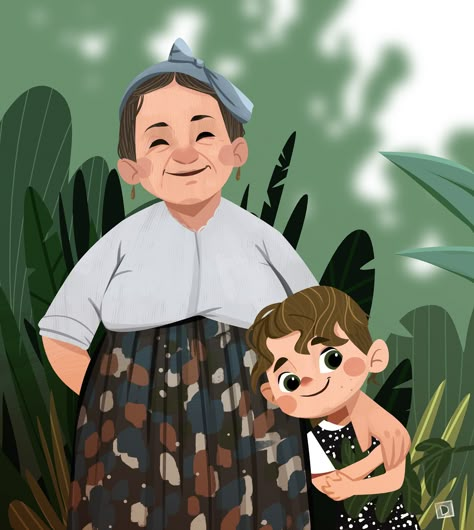 My Grandma and I on Behance Grandmother And Grandson, Character Design Drawing, Cartoon Grandma, Illustration Art Kids, Picture Books Illustration, Book Illustration Art, Family Illustration, Illustration Character, After Life