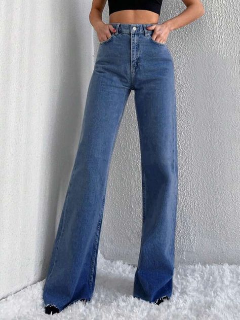 High Waist Wide Leg Jeans, Things I Need To Buy, Wide Leg Jeans, Leg Jeans, Black Jeans, Wide Leg, High Waisted, France, Collar