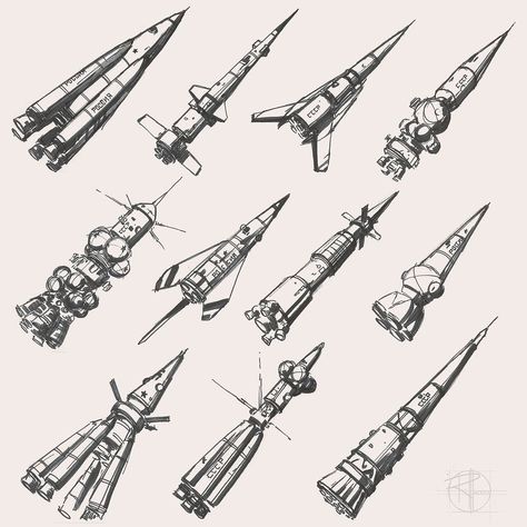 a handful of ship thumbnails.  #conceptart #rocket #spacerace #soyuz #cosmodrome #artistoninstagram #design #illustration #sketch #iPad #procreate #digitalart #instagood #pen #ink #pencil #cosmonaut #space #astronaut #helmet #арт #рисунок #иллюстрация #набросок #зарисовка Rocket Drawing, Spaceship Drawing, Rocket Art, Rocket Tattoo, Rocket Design, Space Drawings, A Level Art Sketchbook, Sci Fi Ships, Ship Drawing