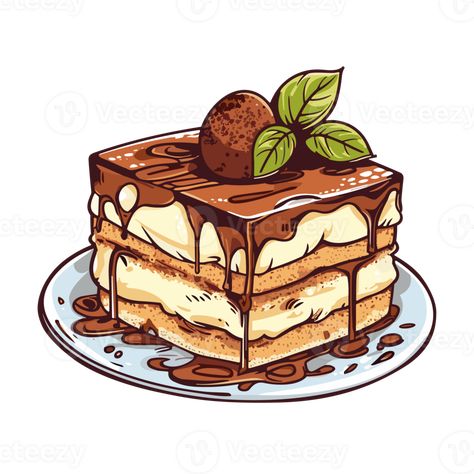 Tiramisu Cake Drawing, Tiramisu Drawing, Tiramisu Illustration, Book Receipt, Cake Drawing, Tiramisu Cake, School Study, Gcse Art, Cartoon Drawing