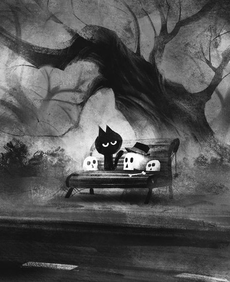 Brandon James, Spooky Christmas, James Scott, Halloween Artwork, Halloween Illustration, Ghost Cat, Cat Art Print, Dark Art Illustrations, Art Halloween