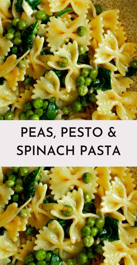 Pasta With Peas And Spinach, Pasta And Spinach Salad, Spinach And Pea Pasta, Dinners With Peas, Green Pasta Recipe, Spinach Pesto Pasta, Pesto Spinach, Spinach Pasta Recipes, Healthy Pasta Dishes