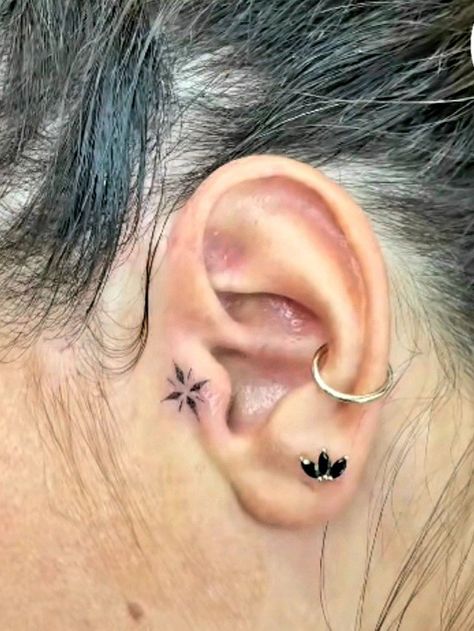 Small Mandala Ear Tattoo, Tiny Ear Tattoo Tragus, Ear Tragus Tattoo, Decorative Ear Tattoo, Sparkle Ear Tattoo, Ear Tattoo Tragus, Tragus Tattoos For Women, Tragus Ear Tattoo, In Front Of Ear Tattoos For Women