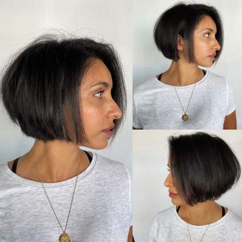 Chin-Length Messy Bob Haircuts Ideas For Women, Rich Hair Color, Asymmetrical Bob Short, Cute Bob Haircuts, Rich Hair, Graduated Bob Haircuts, Hair Adviser, Chin Length Bob, Chin Length Hair