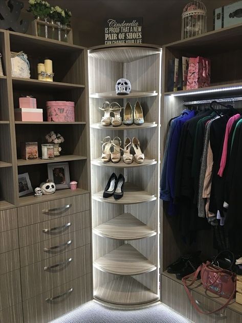 Storage Cupboard Ideas, Closet Organization Designs, Bedroom Finds, Shoe Storage Cupboard, A Walk In Closet, Corner Closet, Diy Shoe Rack, Walking Closet, Closet Shoe Storage