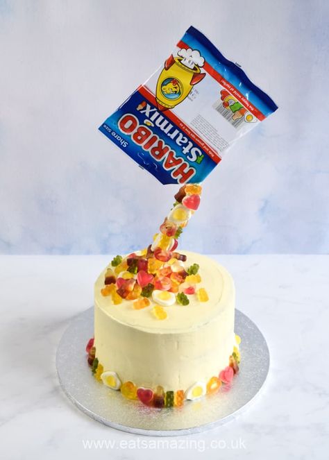 Haribo Birthday Cake, Snake Cake, Cake Decorating For Kids, Snake Cakes, Anti Gravity Cake, Lolly Cake, Cake Designs For Boy, 12th Birthday Cake, Candy Birthday Cakes