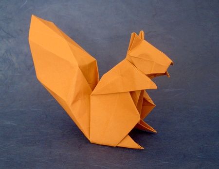 haha, this is so cute <3 it reminds me of my friend who absolutely loves squirrels Origami Fall Decorations, Acorn Origami, Dan Jabuka, Squirrel Origami, Autumn Origami, Fall Origami, Origami Squirrel, Complex Origami, Boo Board