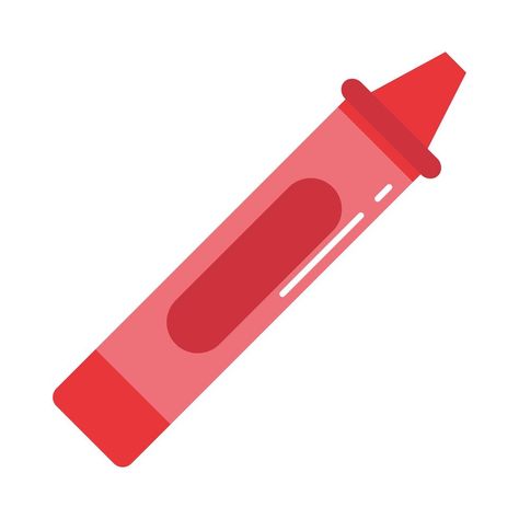 Red Crayon, Color Flashcards, School Education, Flat Style, The School, Fashion Flats, Style Icon, Crayon, Vector Art