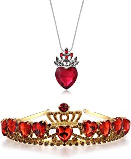 Red Heart Crown, Descendants Red, Heart Tiara, Descendants Evie, Heart Costume, Halloween Princess, Queen Of Hearts Costume, Red Heart Necklace, Fan Jewelry