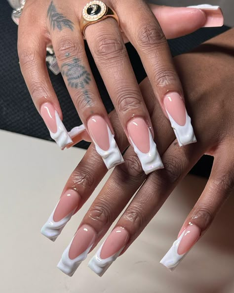 White Halloween Nails, Texture Nails, Glittery Acrylic Nails, Nail Suggestions, Nails 23, Nail Collection, Punk Nails, White French Tip, Drip Nails